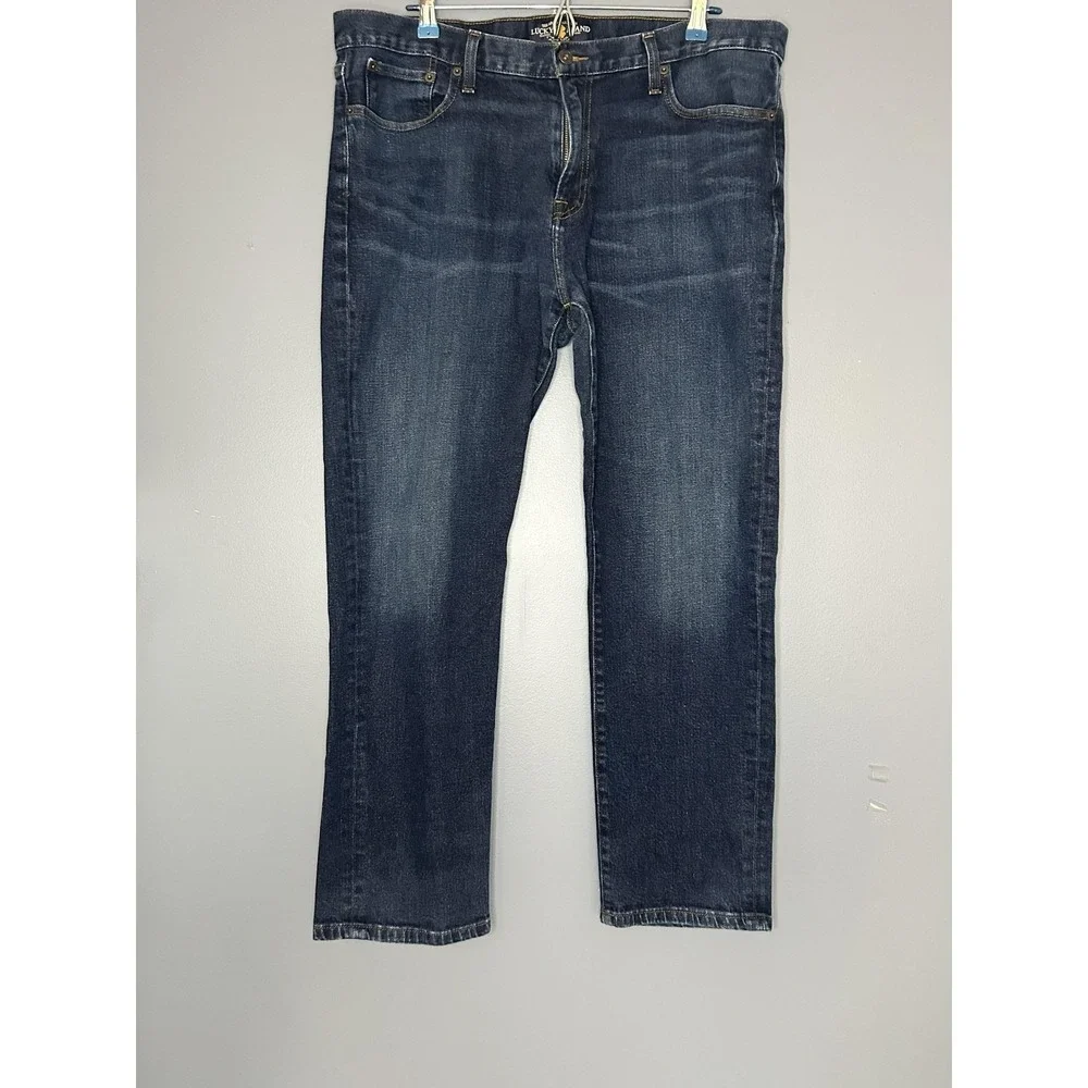 Lucky Brand 221 Original Straight Jeans Mens 38x30 (38x29) Blue Med Wash Stretch